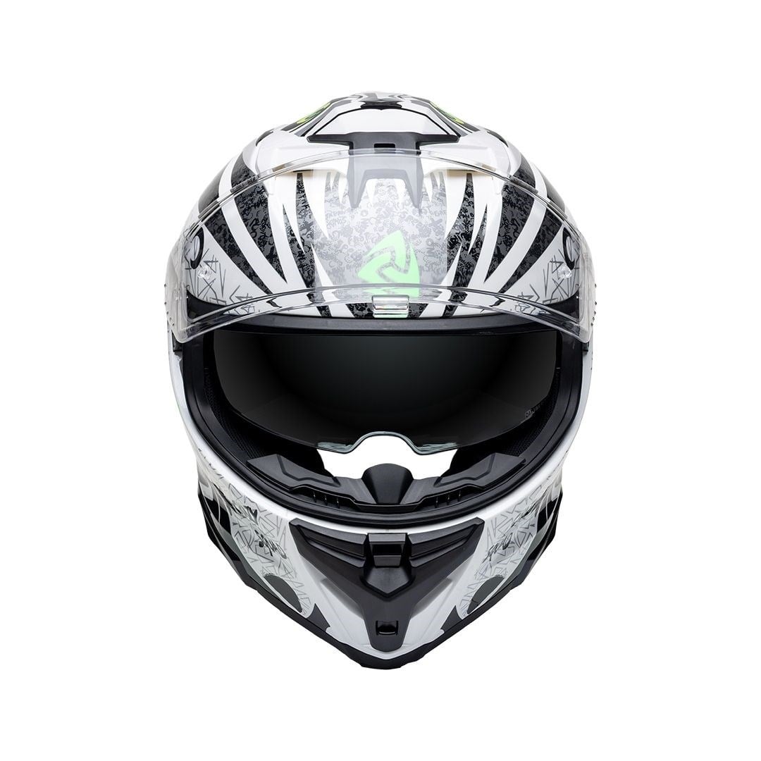 Nukro 912-SV Glossy White Fluo Yellow Kapalı Kask