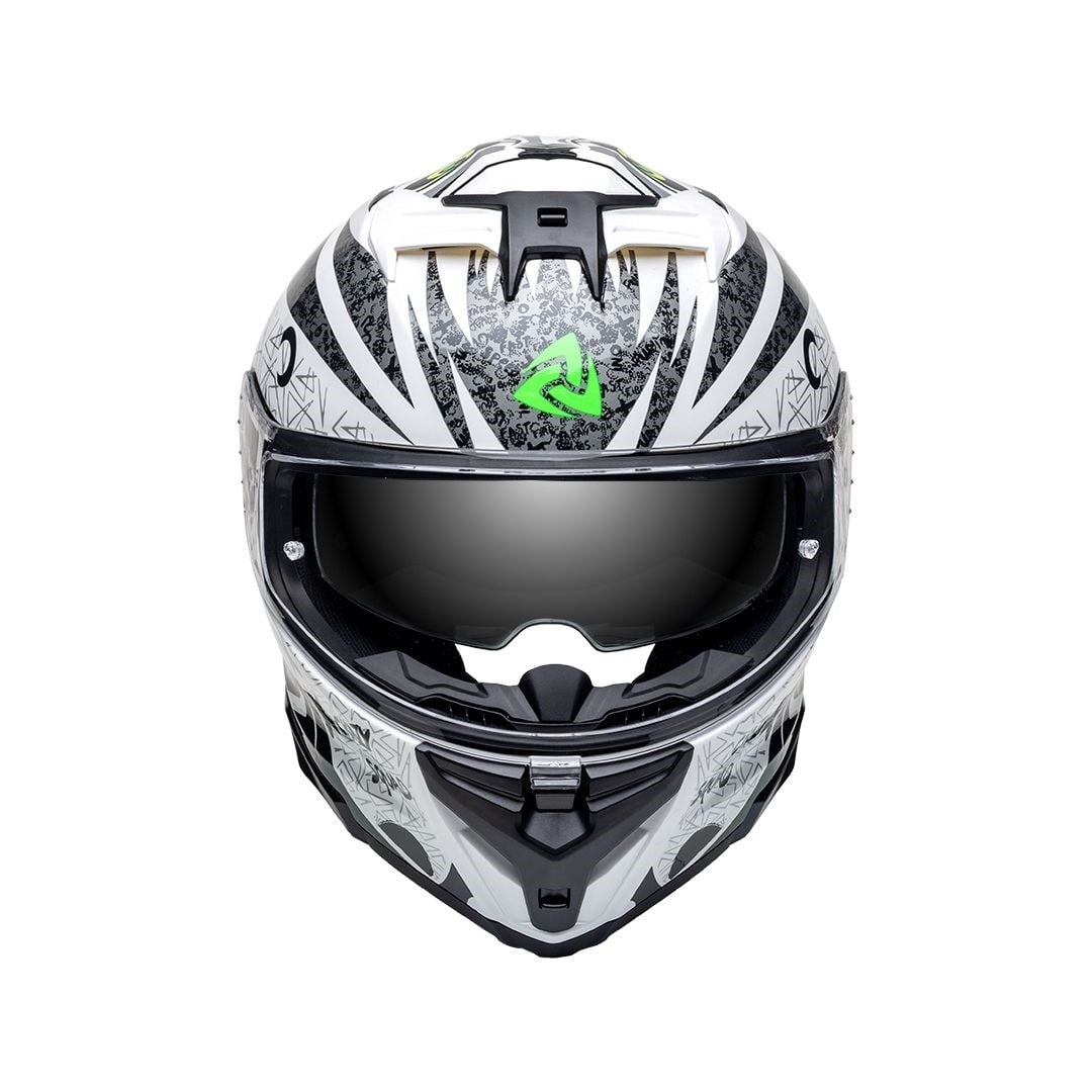 Nukro 912-SV Glossy White Fluo Yellow Kapalı Kask