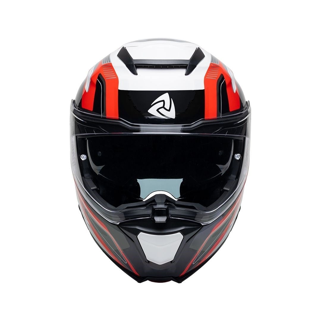 Nukro 937-SV Glossy White Red Black Çene Açılır Kask 
