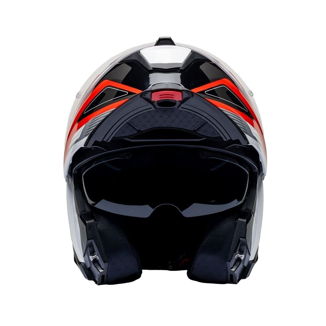 Nukro 937-SV Glossy White Red Black Çene Açılır Kask 