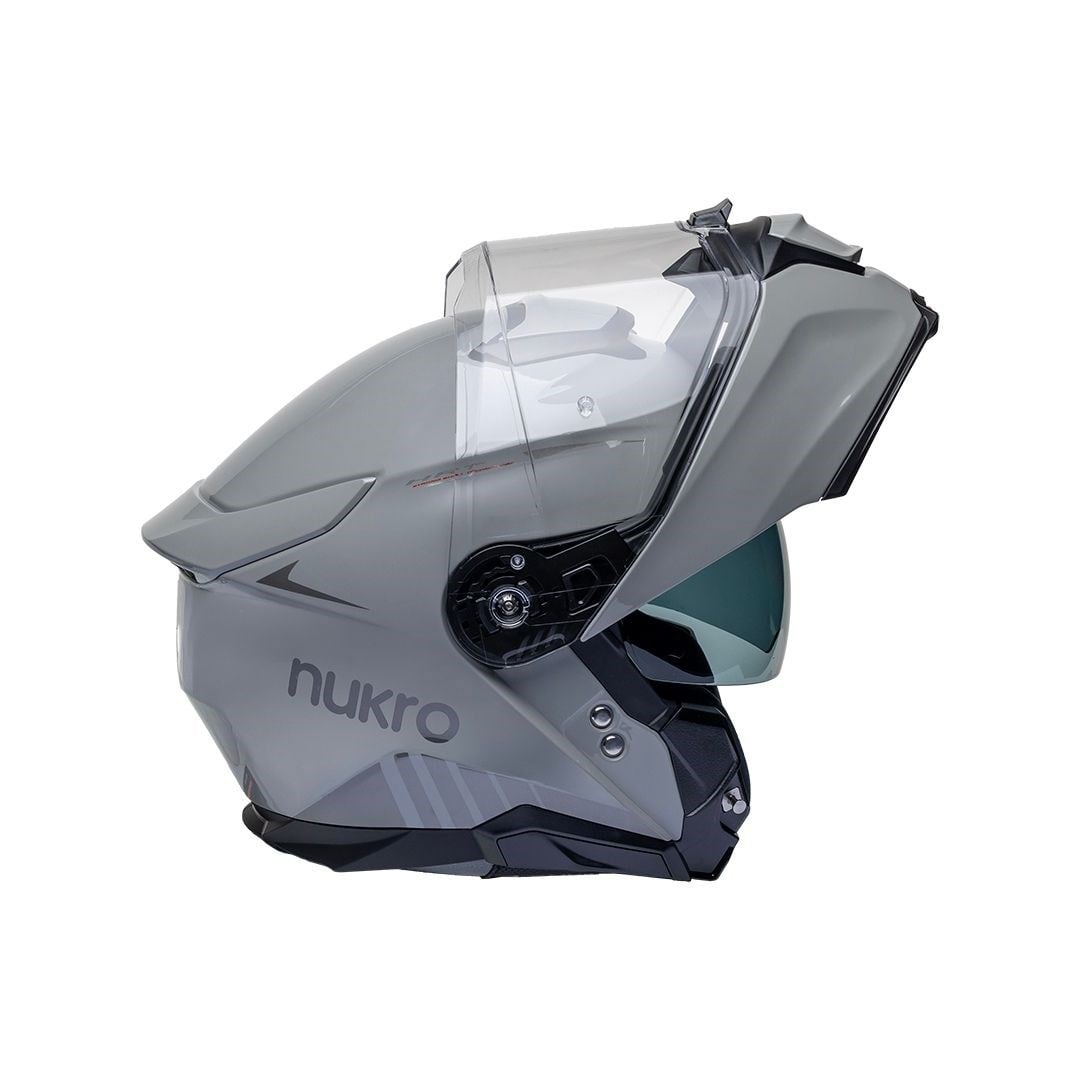 Nukro 937-SV Solid Glossy Gray Çene Açılır Kask 