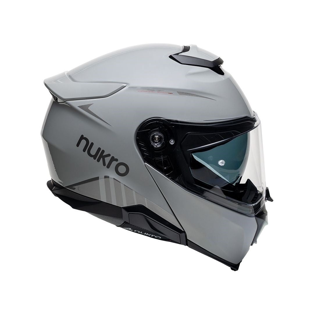 Nukro 937-SV Solid Glossy Gray Çene Açılır Kask 