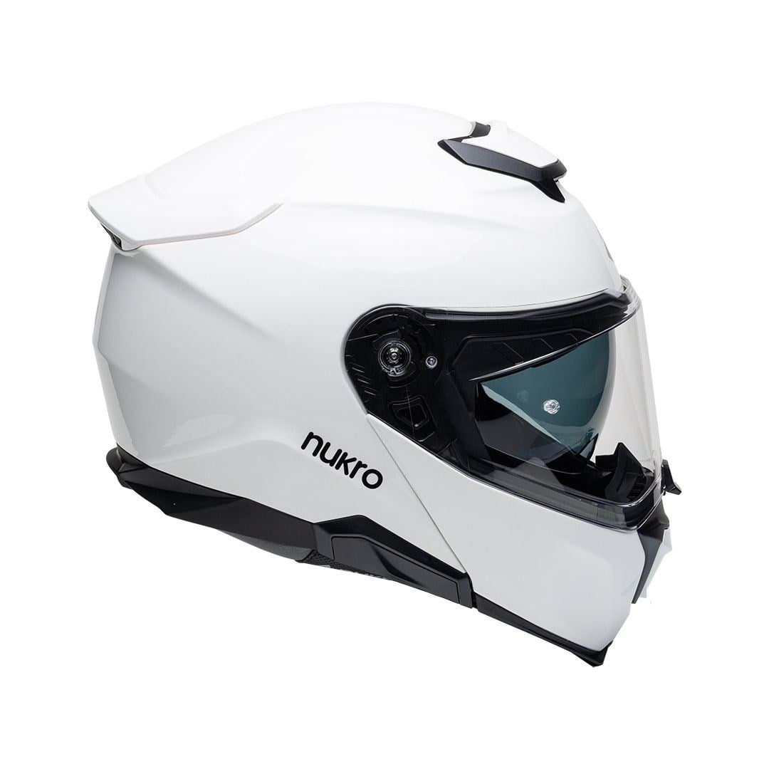 Nukro 937-SV Solid Glossy White Çene Açılır Kask 
