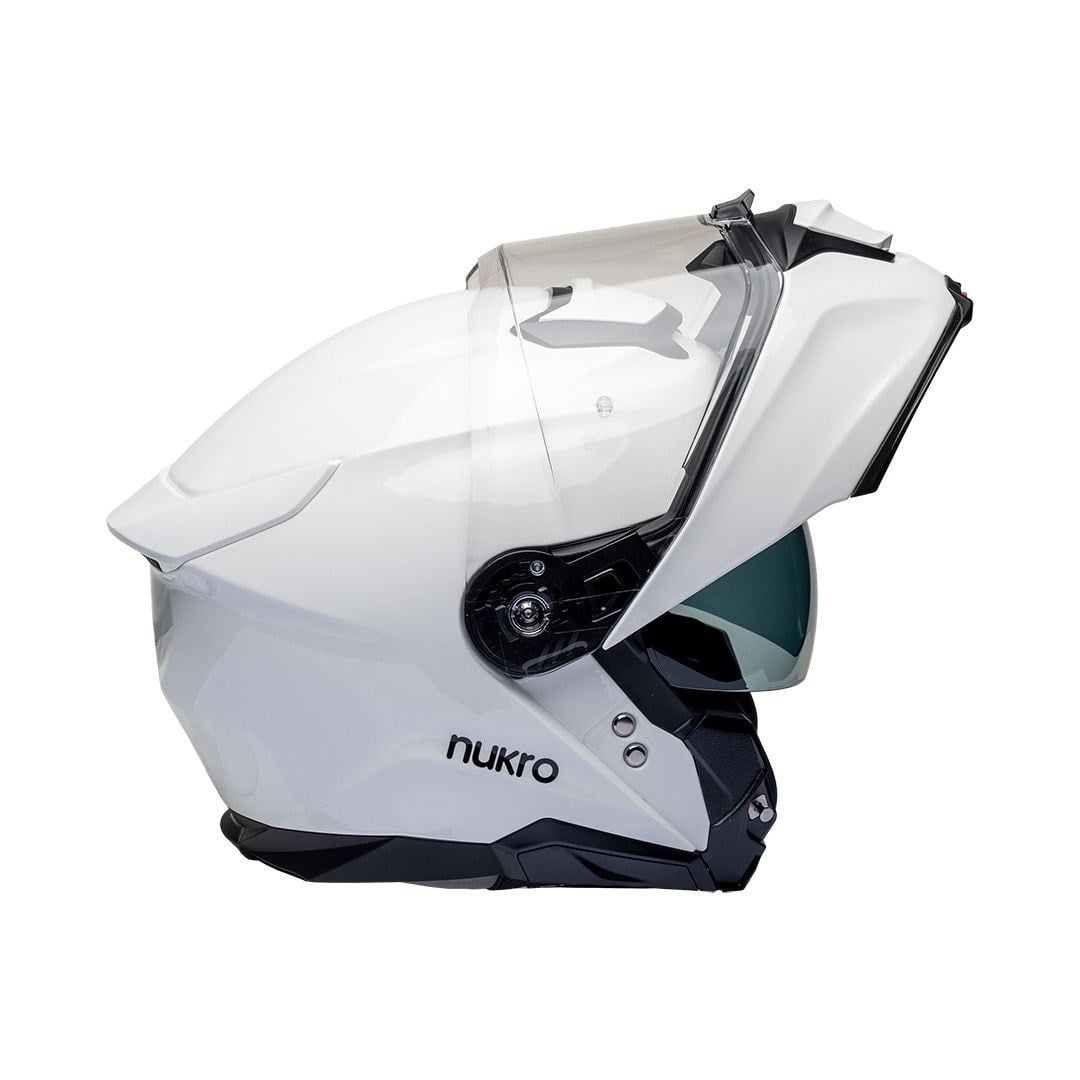 Nukro 937-SV Solid Glossy White Çene Açılır Kask 