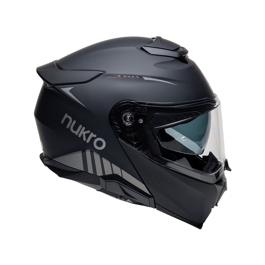 Nukro 937-SV Solid Matte Black Çene Açılır Kask 