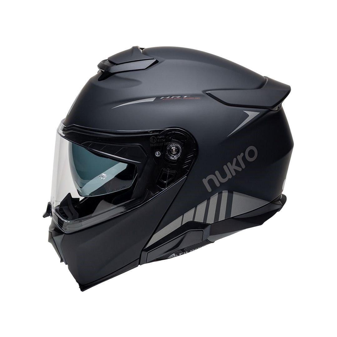 Nukro 937-SV Solid Matte Black Çene Açılır Kask 