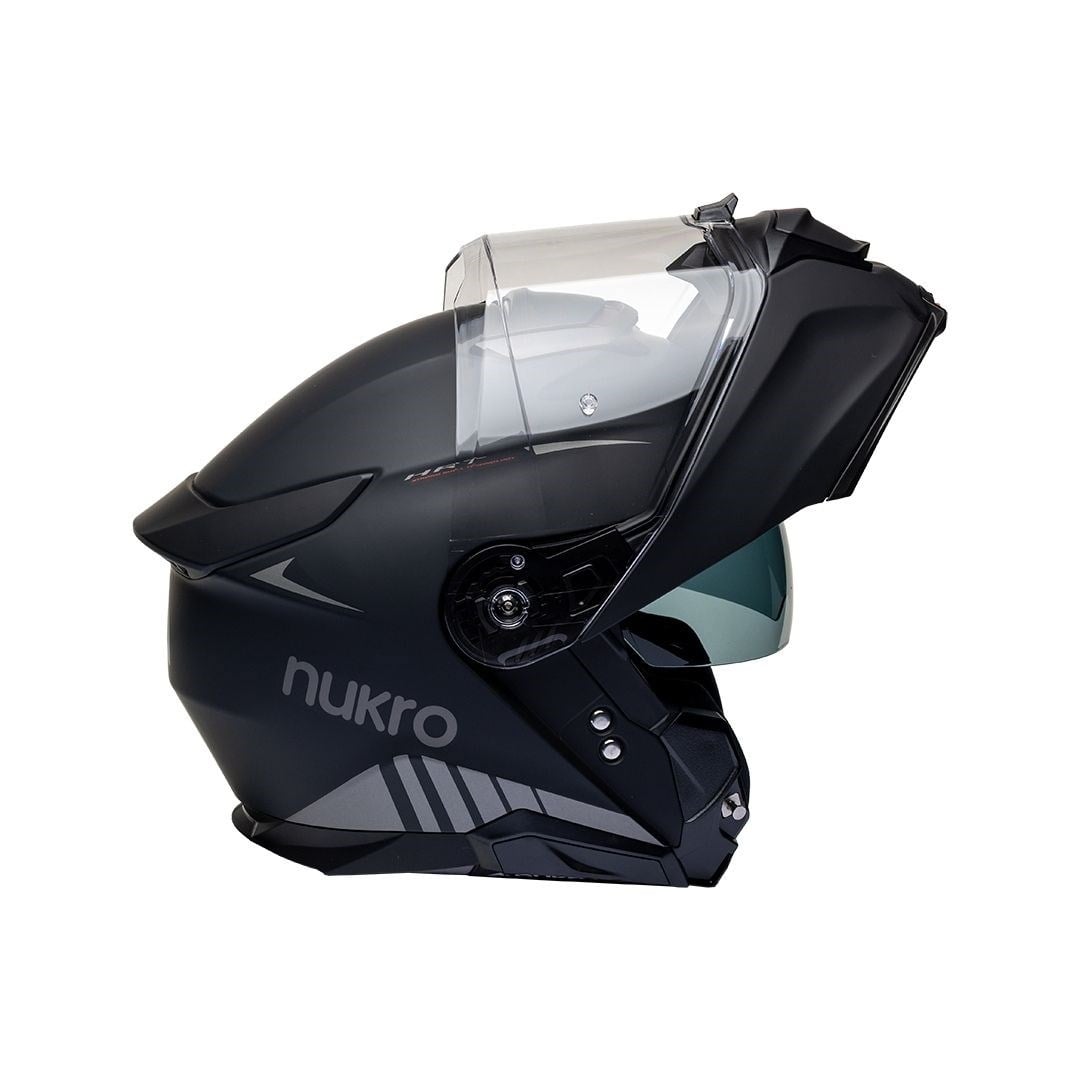 Nukro 937-SV Solid Matte Black Çene Açılır Kask 