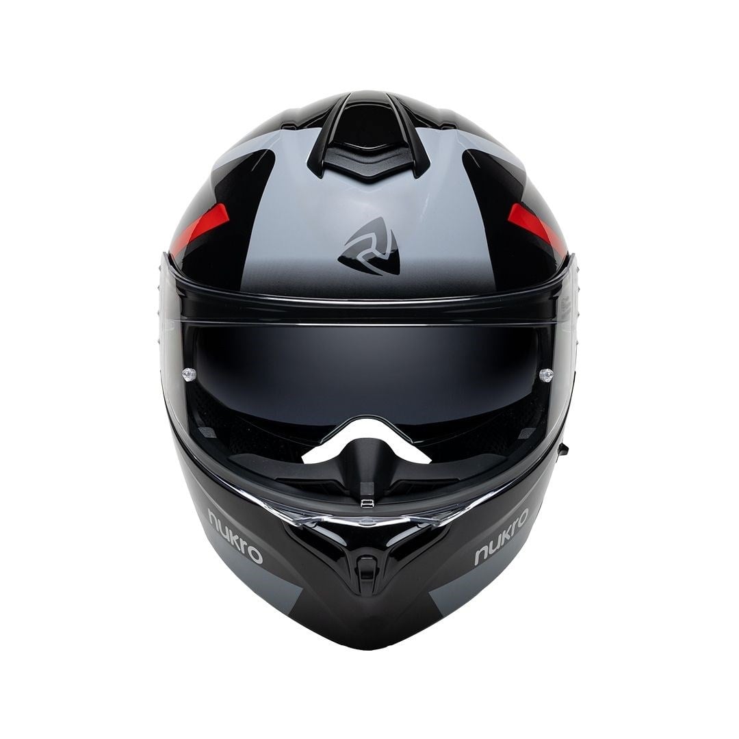 Nukro 938-SV Glossy Black Red Grat Çene Açılır Kask 