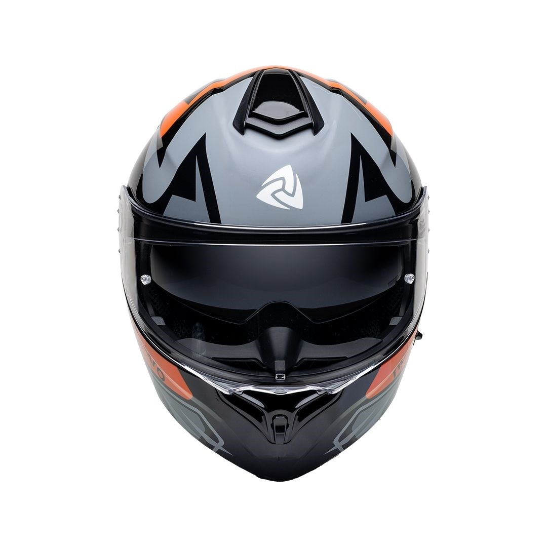 Nukro 938-SV Glossy Black White Orange Çene Açılır Kask 
