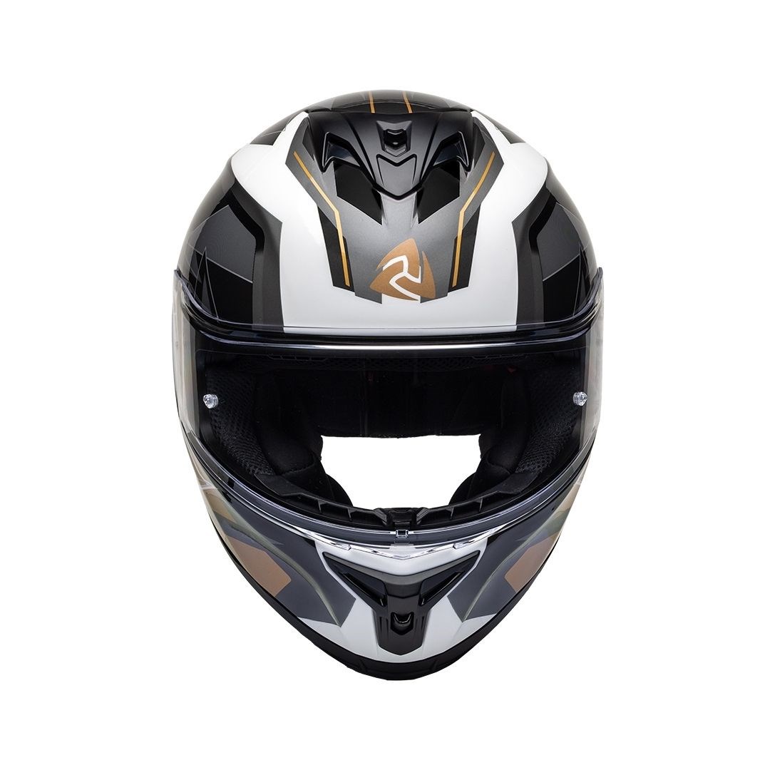 Nukro 986-A Glossy White Brown Gray Kapalı Kask 