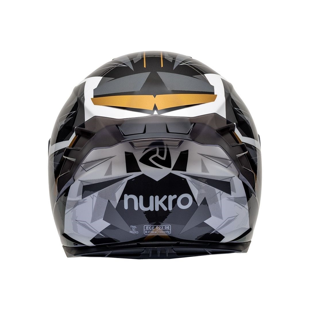 Nukro 986-A Glossy White Brown Gray Kapalı Kask 