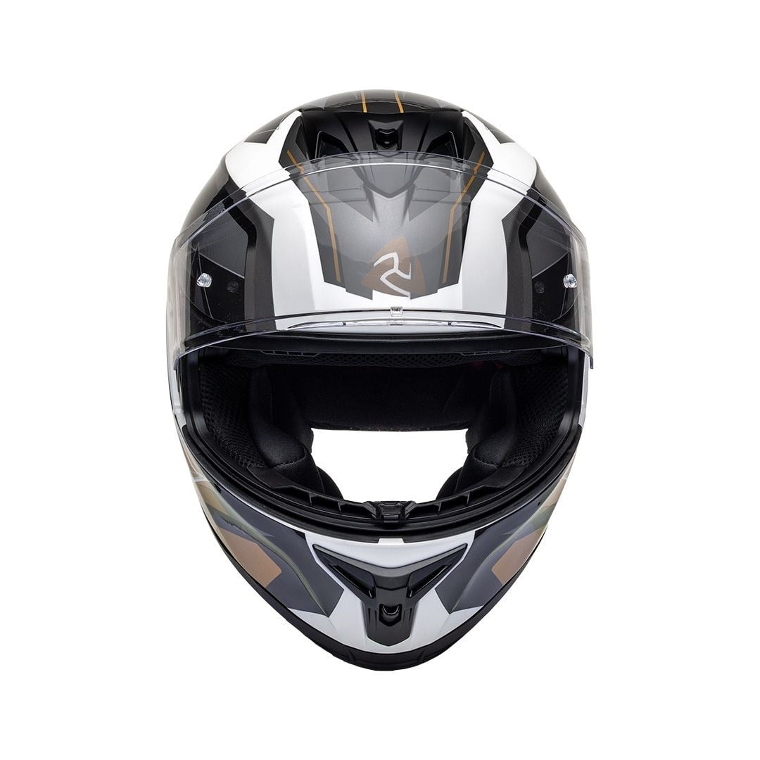 Nukro 986-A Glossy White Brown Gray Kapalı Kask 