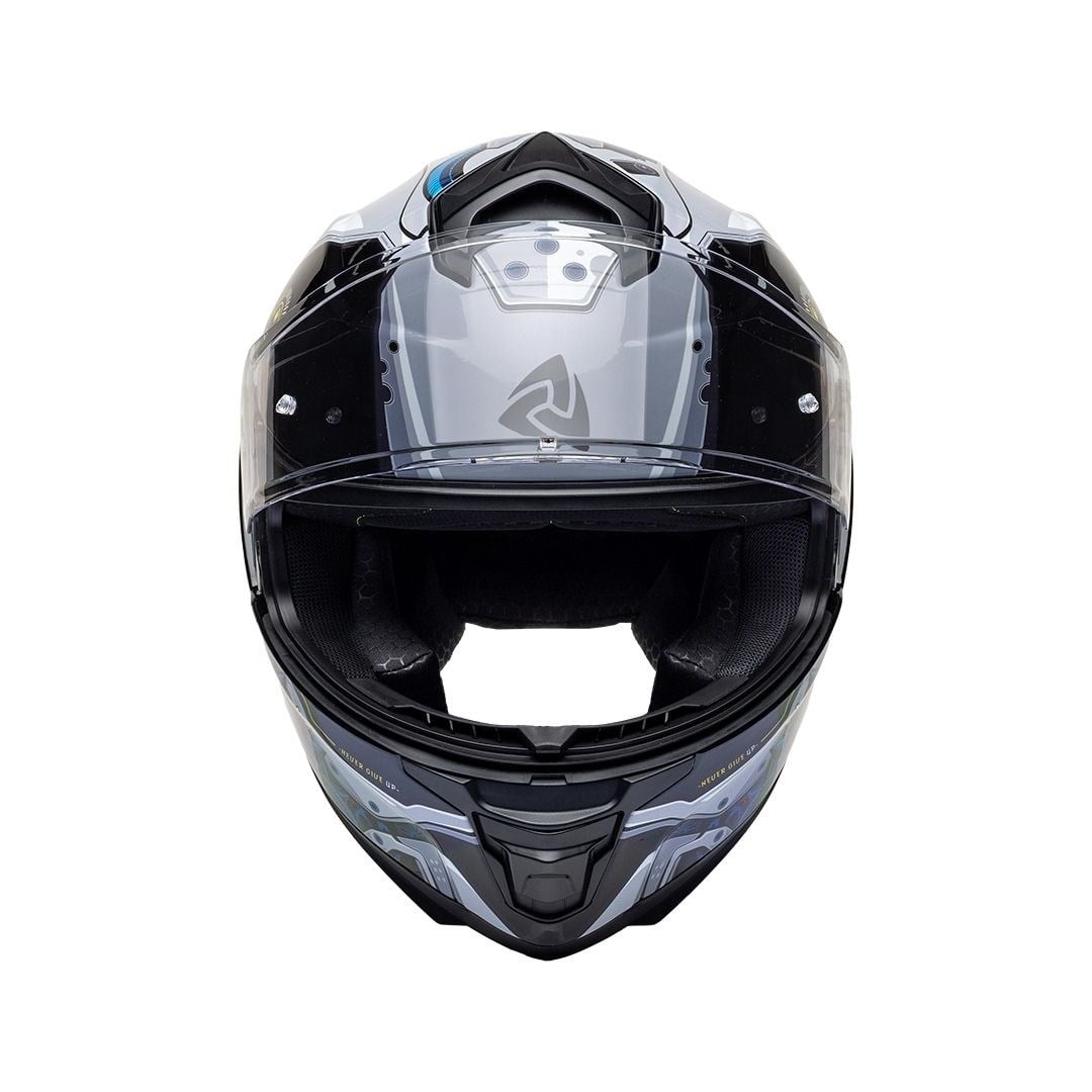 Nukro 987 Glossy Black Blue Red Kapalı Kask 