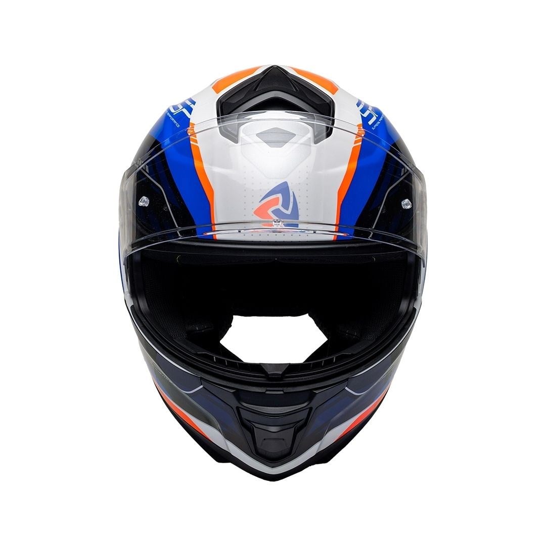 Nukro 987 Glossy Black Fluo Orange Blue Kapalı Kask 