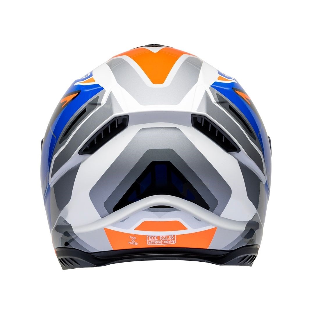 Nukro 987 Glossy Black Fluo Orange Blue Kapalı Kask 
