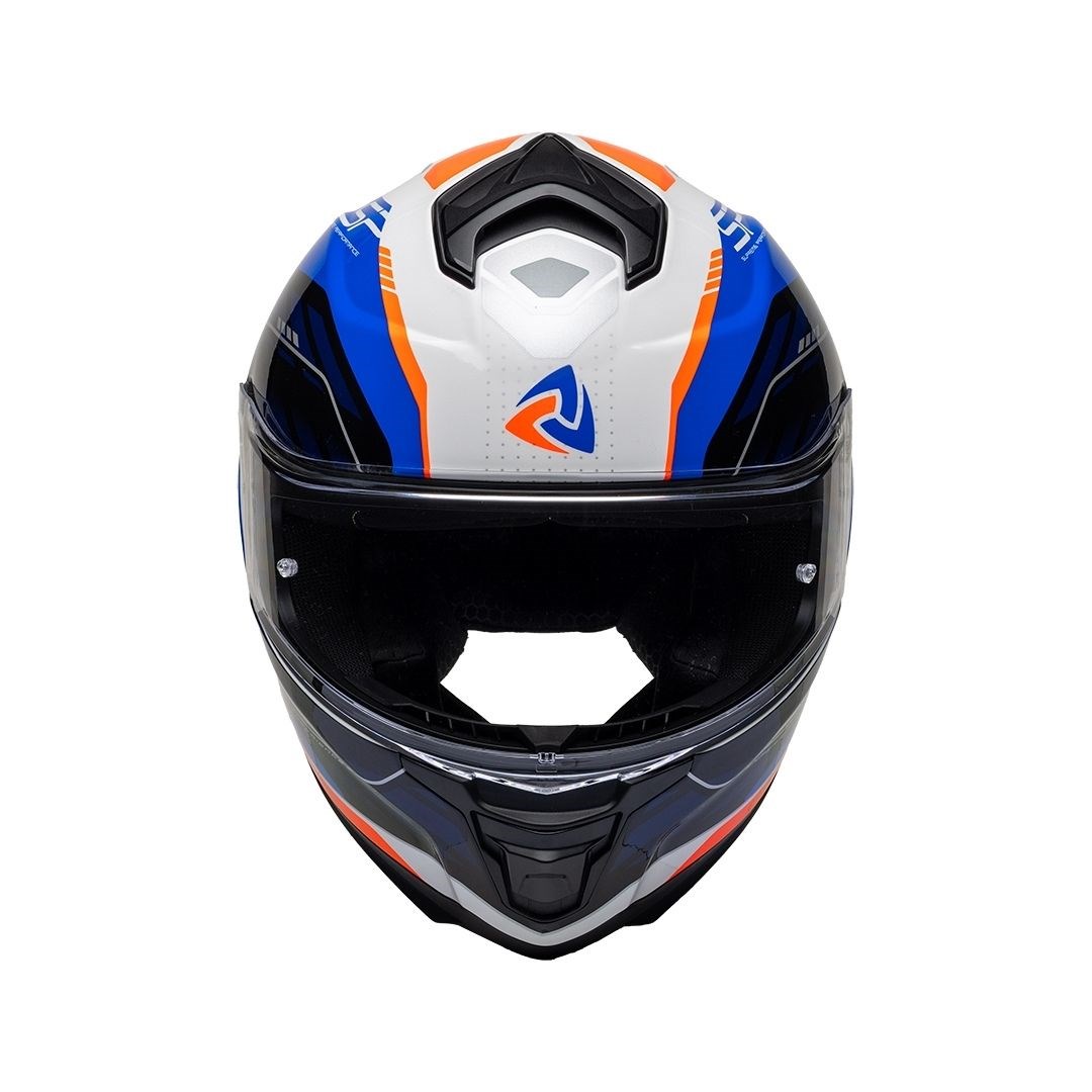Nukro 987 Glossy Black Fluo Orange Blue Kapalı Kask 