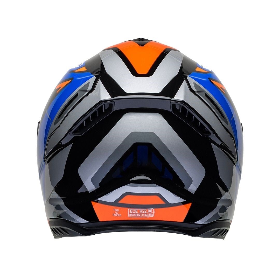Nukro 987 Glossy White Fluo Orange Blue Kapalı Kask 