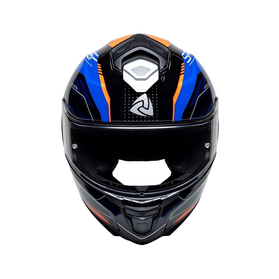 Nukro 987 Glossy White Fluo Orange Blue Kapalı Kask 