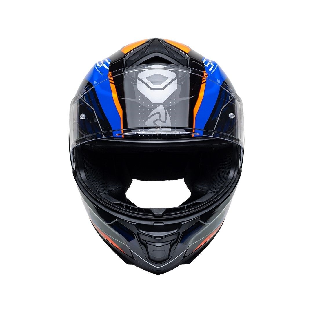Nukro 987 Glossy White Fluo Orange Blue Kapalı Kask 