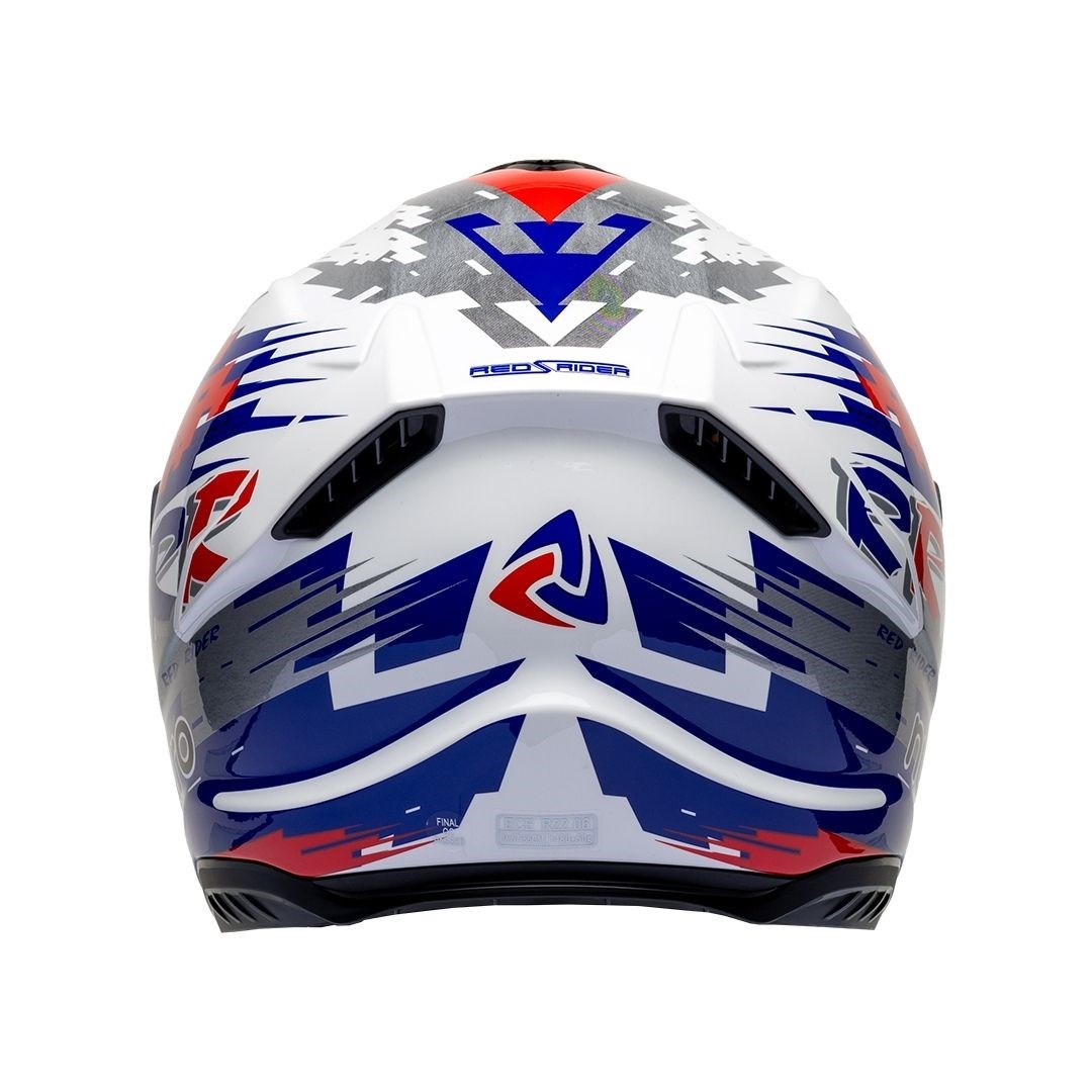 Nukro 987 Glossy White Red Blue Kapalı Kask 
