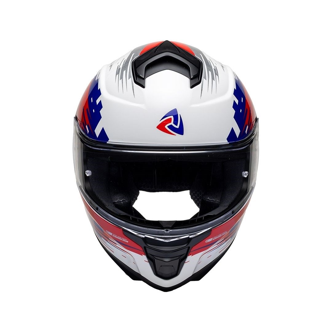 Nukro 987 Glossy White Red Blue Kapalı Kask 