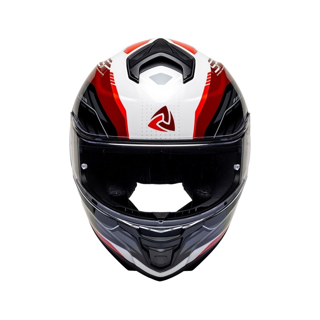 Nukro 987 Glossy White Red Gray Kapalı Kask 