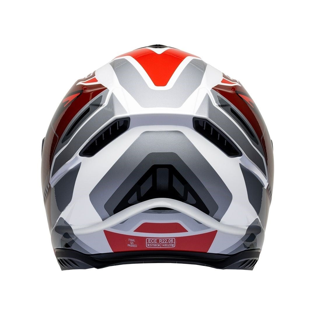 Nukro 987 Glossy White Red Gray Kapalı Kask 