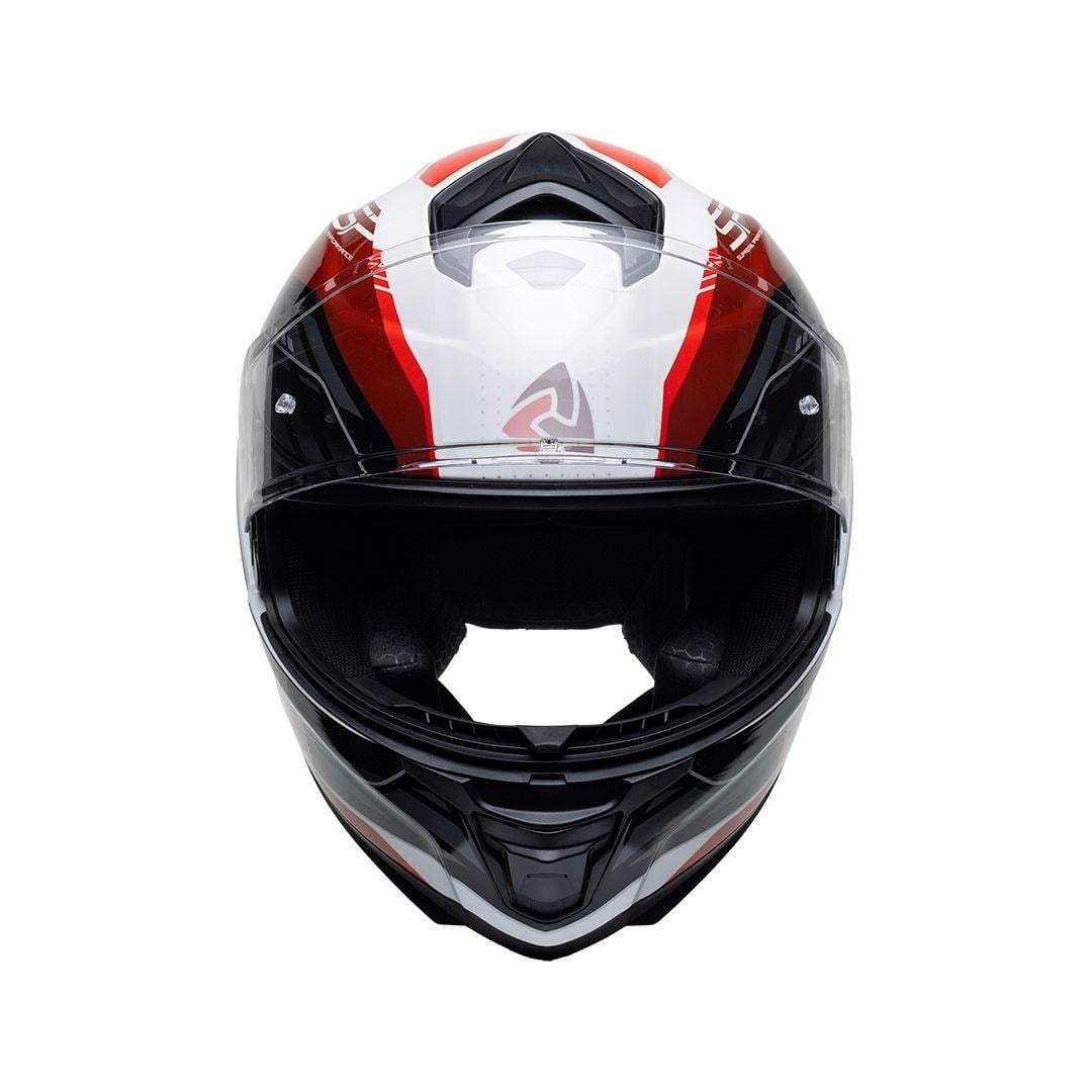Nukro 987 Glossy White Red Gray Kapalı Kask 