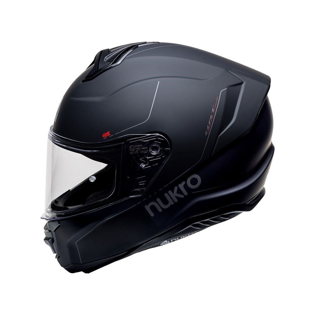 Nukro 987 Matt Black Red Kapalı Kask 