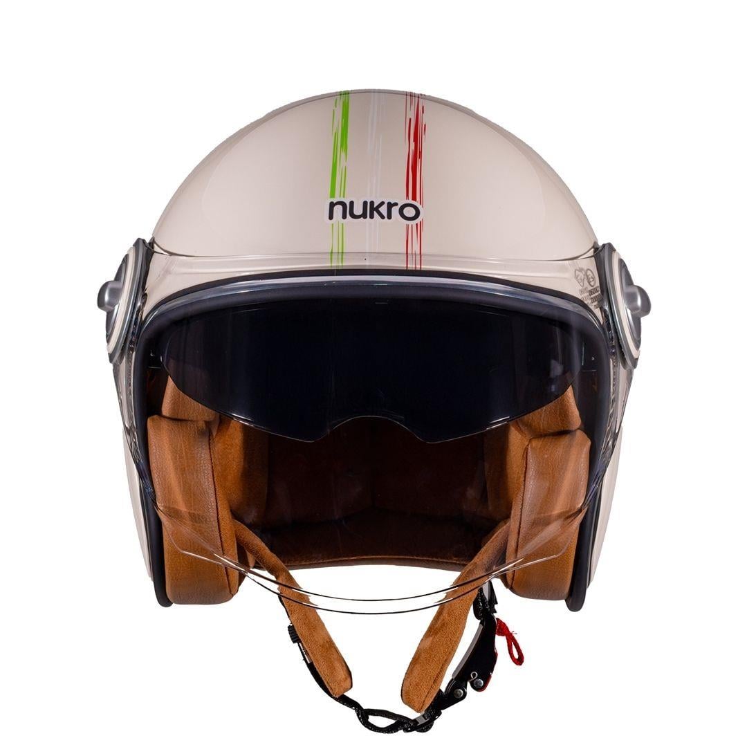 Nukro B-108 Way Cream-Red Açık Kask 