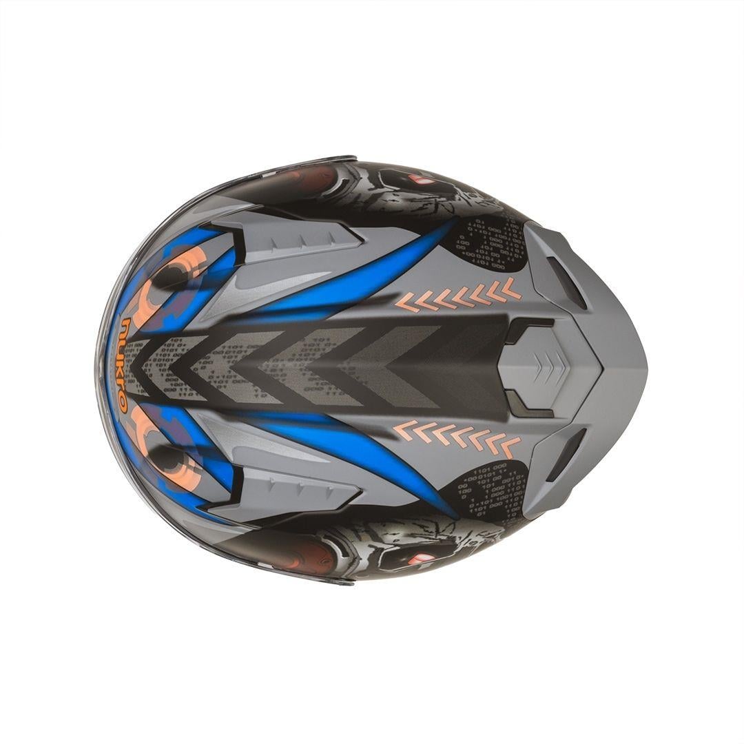 Nukro B-506 VORTEX Grey-Orange Kapalı Kask 
