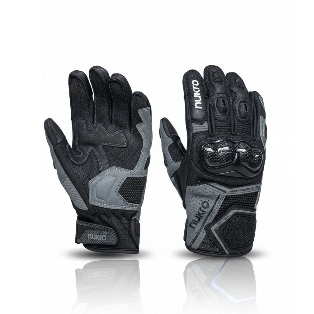 Nukro DRAVEN 3 Mevsim Deri Eldiven – Gri