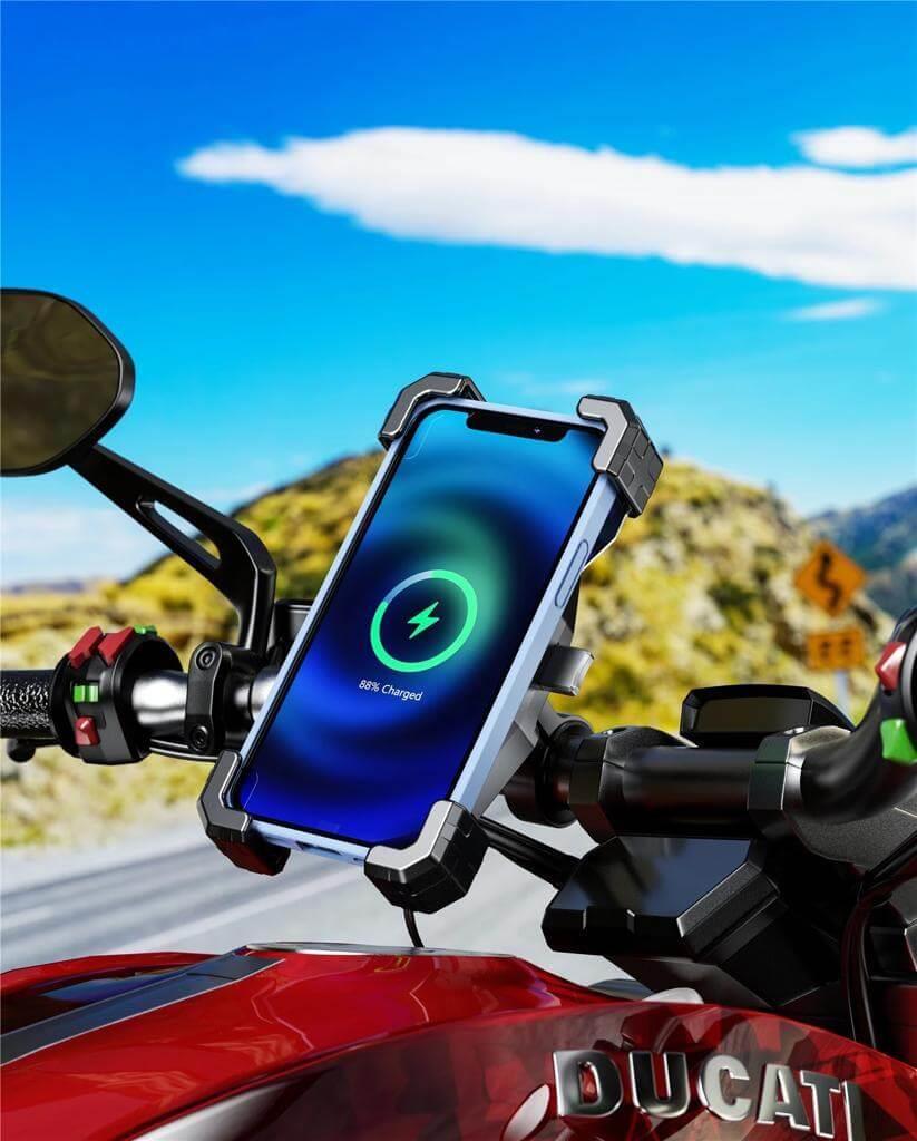 Nukrotech M22 PLUS Wireless Şarjlı ve TYPE C Motosiklet Telefon Tutucu