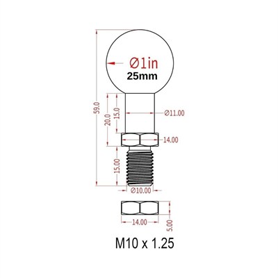 25MM Toplu Uzun Civata Bağlantı Aparatı  M10 x 1.25 x 15 mm Dişli