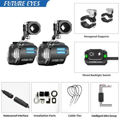 Future Eyes UF1 Motosiklet Sis Farı 60W Mavi Angel (Kablolu Tuş Takımı)