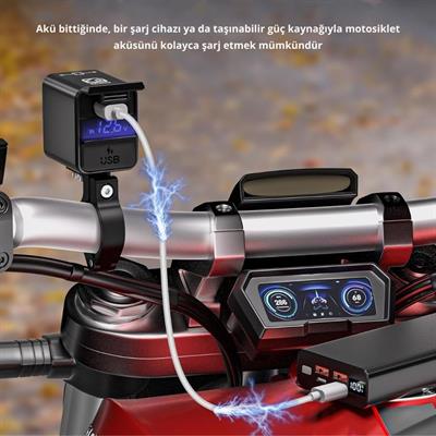 Kewig B13 Motosiklet Akü Şarj Cihazı – USB-C Şarj Cihazı, (Çift Yönlü Şarj Cihazı)