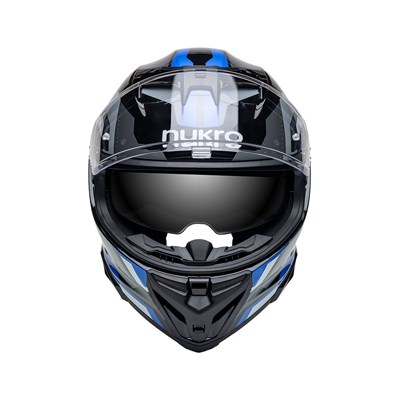 Nukro 912-SV Glossy Black Blue Gray Kapalı Kask