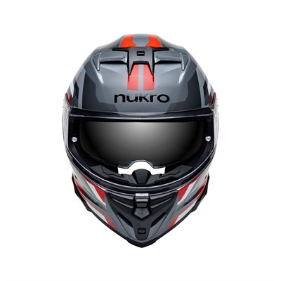 Nukro 912-SV Glossy Gray Red Kapalı Kask 