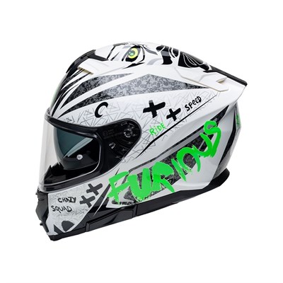 Nukro 912-SV Glossy White Fluo Yellow Kapalı Kask