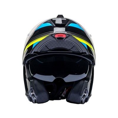 Nukro 937-SV Glossy Black Fluo Yellow Blue Çene Açılır Kask 