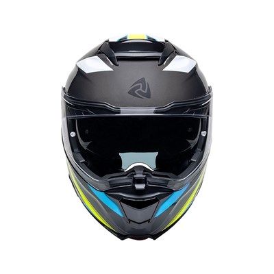 Nukro 937-SV Glossy Black Fluo Yellow Blue Çene Açılır Kask 