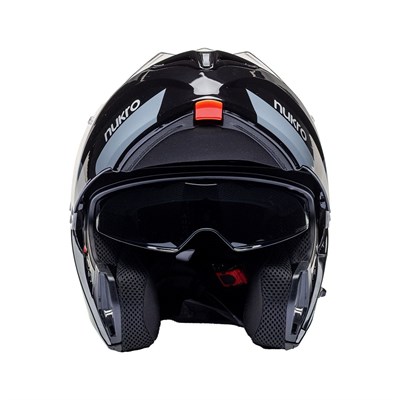 Nukro 938-SV Glossy Black Red Grat Çene Açılır Kask 
