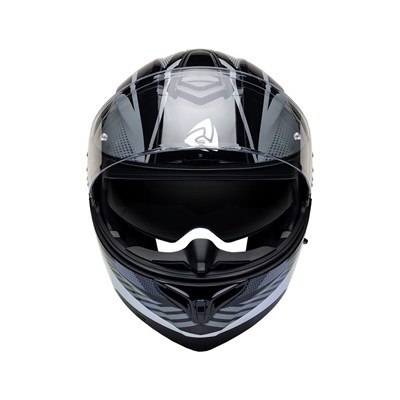 Nukro 938-SV Glossy Black White Gray Çene Açılır Kask 