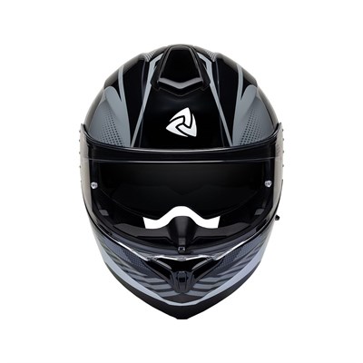 Nukro 938-SV Glossy Black White Gray Çene Açılır Kask 