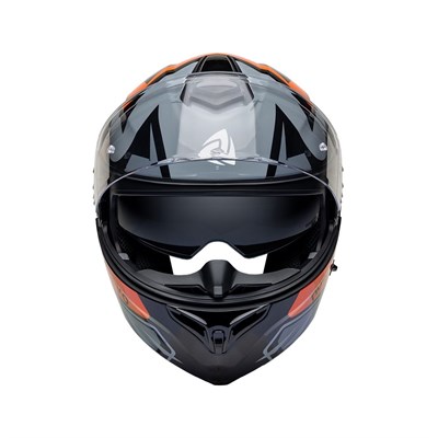 Nukro 938-SV Glossy Black White Orange Çene Açılır Kask 