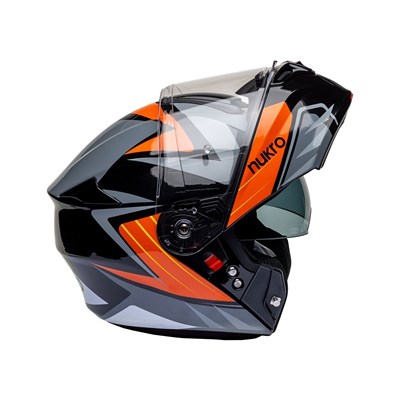 Nukro 938-SV Glossy Black White Orange Çene Açılır Kask 