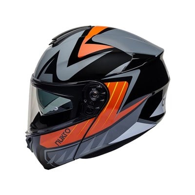 Nukro 938-SV Glossy Black White Orange Çene Açılır Kask 