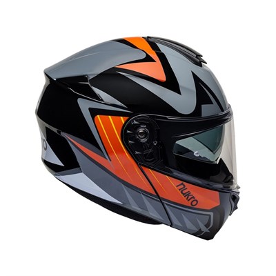 Nukro 938-SV Glossy Black White Orange Çene Açılır Kask 