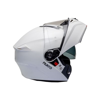 Nukro 938-SV Solid Glossy White Çene Açılır Kask 