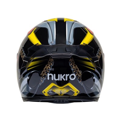 Nukro 986-A Glossy Black Yellow Red Kapalı Kask 